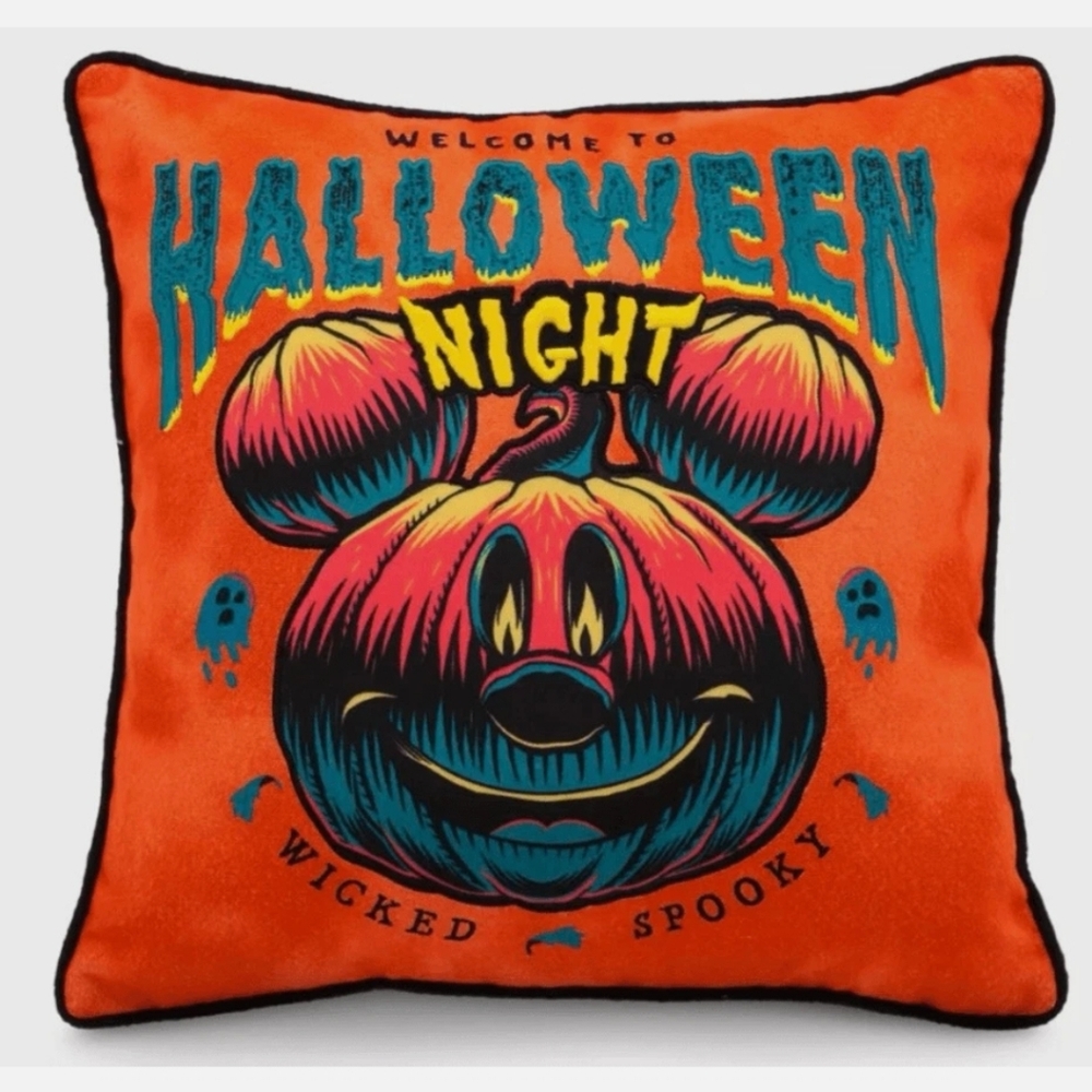 Disney Mickey Mouse Halloween Jack-o'-Lantern Pillow NWT
